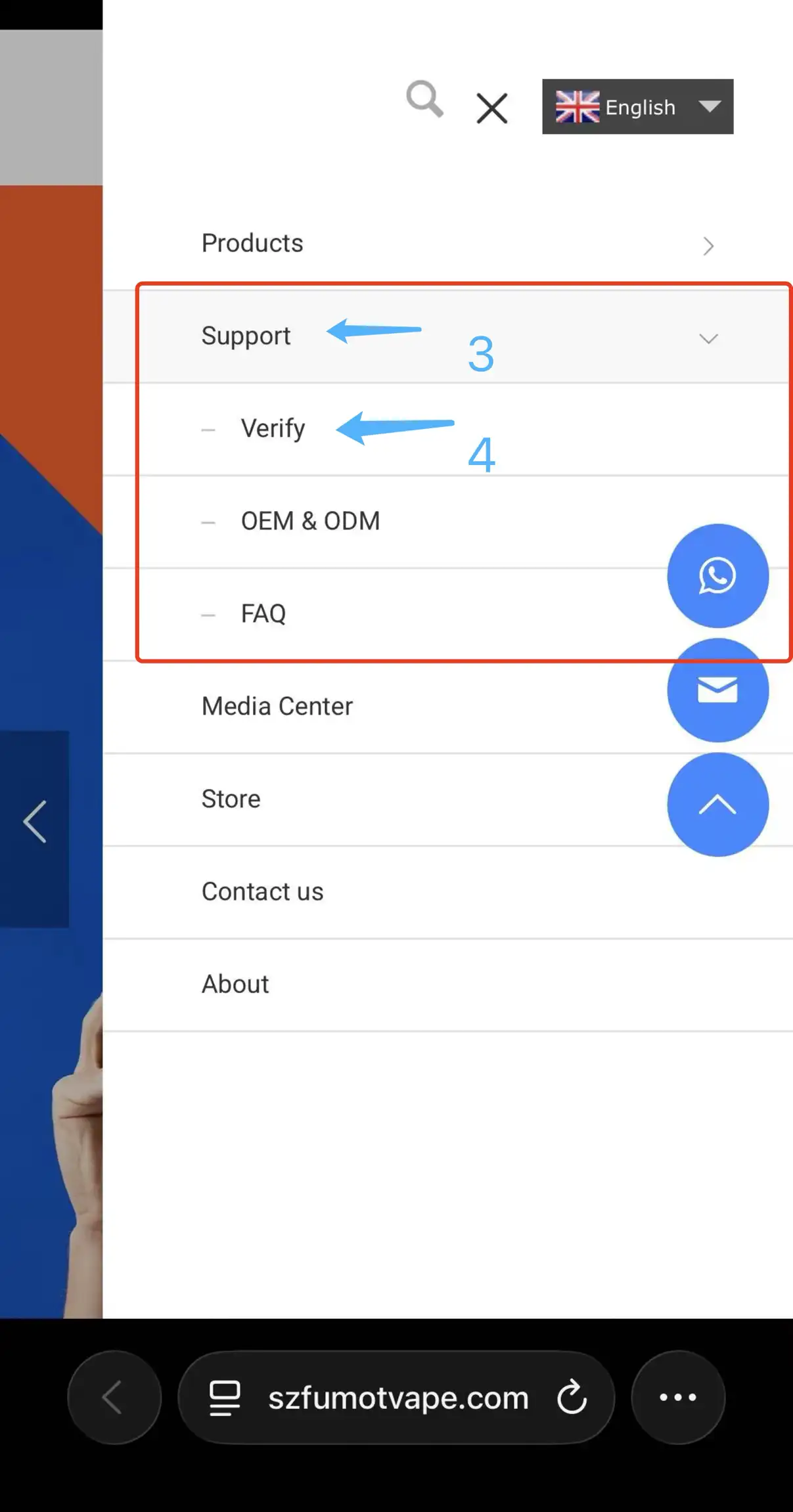 Fumot Verify Bereich öffnen